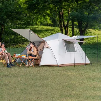 Автоматическая палатка для кемпинга на 3-4 человека с одной спальней и двумя гостиными, навес для пикника на открытом воздухе с защитой от солнца и дождя
