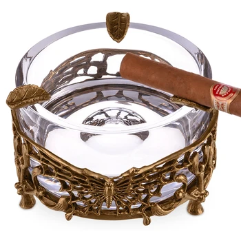 большая хрустальная пепельница для сигар роскошная бронзовая резная пепельница-бабочка CE-0129