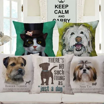 Бордер-терьер-шнауцер, собака Ши-тцу, животные, плакаты, наволочки, декоративные подушки, чехол для домашнего дивана 45x45 см