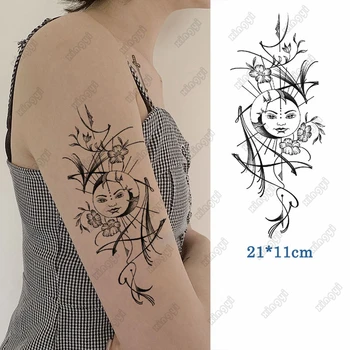 Водонепроницаемая временная татуировка, Улыбающееся лицо, Солнечная вспышка, черно-белые цветы, боди-арт, рука, запястье, поддельная татуировка, Мужчины, Женщины