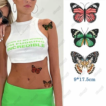 Водонепроницаемая временная татуировка 3D Бабочка Ревеня из Северной Америки Флэш-тату Боди-арт Рука Нога Поддельная Татуировка Женщины Женщины
