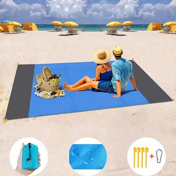 водонепроницаемое Карманное Пляжное одеяло 2x2,1 м, Складной Коврик для кемпинга, матрас, Портативный Легкий коврик, коврик для пикника на открытом воздухе, Песчаный Пляжный коврик