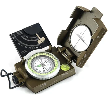 Военный металлический прицельный навигационный компас с инклинометром, ударопрочный и водонепроницаемый компас для пеших прогулок, кемпинга