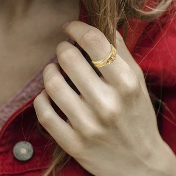 Вращающийся спиннер, тревожное кольцо, спиннер для снятия стресса, открытые кольца с цирконовыми бусинами, тревожное кольцо для укладки, Регулируемые женские украшения