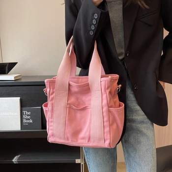 Высококачественная женская сумка 2023, хит продаж, Универсальная холщовая сумка через плечо, модная сумка через плечо, сумка-тоут большой емкости