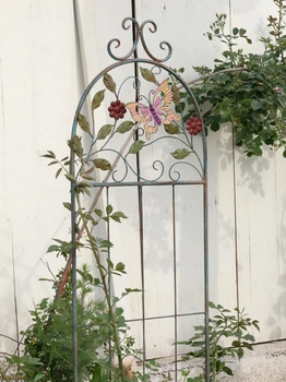 Деревенские Металлические панели для садового забора Решетка для растений с цветочной бабочкой Садовый аксессуар