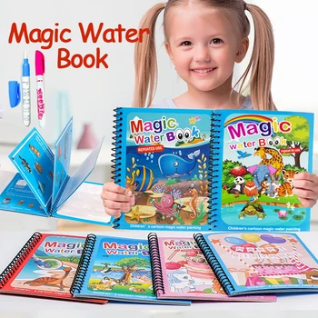 Детские игрушки Монтессори, многоразовая книжка-раскраска, Волшебная книга для рисования водой, игрушки для рисования, сенсорные игрушки для раннего образования для детей