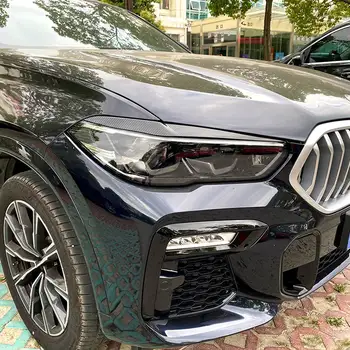 Для BMW-X5 G05 X6 G06 2019 2020 2021 2022 накладка на переднюю фару из углеродного волокна, накладка для бровей, наклейка