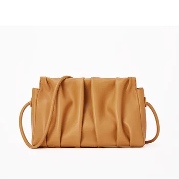 Женская сумка с рюшами, Высококачественная Роскошная Брендовая сумочка, Дизайнерские Сумки через плечо из мягкой коровьей кожи для женщин, сумка на ремне