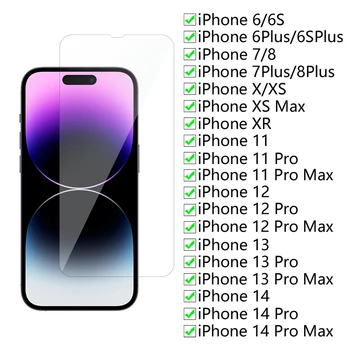 Защитное Стекло Для iPhone 6 7 8 X 11 12 13 14 Закаленная Защитная Пленка Для Экрана iPhone 6S 7 8 XS XR 11 12 13 14 Pro Max HD Film