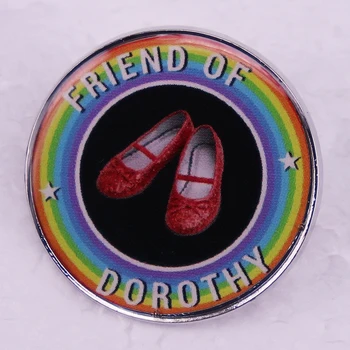 Значок Друга Дороти ФОД ЛГБТК Металлические булавки Броши для красной обуви Ювелирные изделия