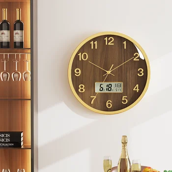 Календарь Цифровые часы Эстетичная гостиная Кварцевые Золотые Настенные часы Офисные Круглые Тихие цифры Арт-Релож для домашнего дизайна