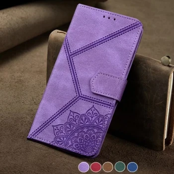 Матовый Кожаный Чехол Coque Для Samsung Galaxy S23 S22 Ultra S21 S20 FE Plus Note 20 Ultra Flower Flip Book Case Чехол-бумажник Funda