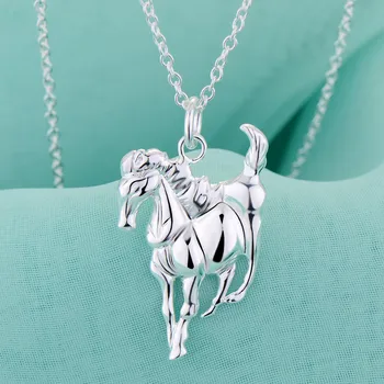 Модное брендовое ожерелье из стерлингового серебра 925 пробы для женщин, роскошные свадебные украшения, элегантные подвески в виде лошадки, цепочка на шею