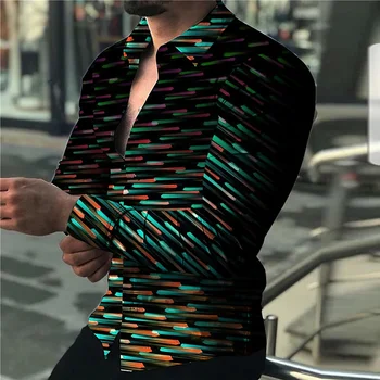Мужская рубашка на пуговицах New wave, повседневная рубашка с 3D-принтом gold line, мужской кардиган с длинными рукавами, S-6XL, высокое качество