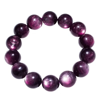 Натуральный Фиолетовый браслет из лепидолита и слюды, Прозрачные круглые бусины, Женщины, Мужчины, Большой Размер, 13 мм, Модный Камень, Подарок, ААААААА