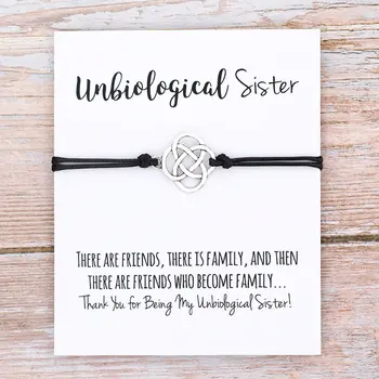 Небиологический браслет Сестринского желания Soul Sister Knot Браслет дружбы для женщин и мужчин, Сестра, Лучшая подруга, Украшения для пожеланий лучшей подруги