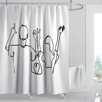 Новая водонепроницаемая занавеска для душа Simple Line с защитой от плесени, цифровая занавеска для ванной комнаты без перфорации cortina para baño