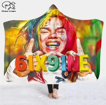 Одеяло с капюшоном SInger 6IX9INE с 3D принтом, взрослое детское Шерп-флисовое Носимое одеяло в стиле Хэллоуина-2