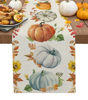 Осенняя тыква на День благодарения, кленовый лист, настольная дорожка, украшение домашнего декора, Украшение обеденного стола, декор стола