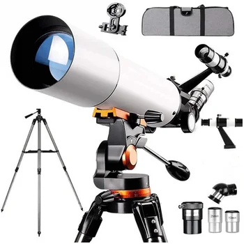 Передвижной Астрономический Телескоп, Астрономические Монокуляры Bak-4 FMC Zoom, Зрительная труба с Сумкой, Мощный рефратор, 80 мм, 500 мм
