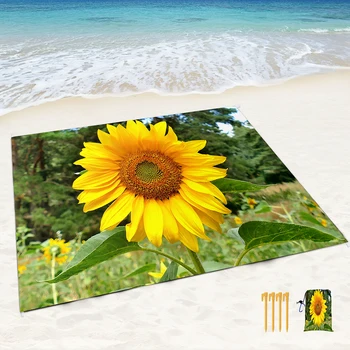 Пляжное одеяло Sunflower, защищенное от песка, легкий пляжный коврик, не содержащий песка, Водонепроницаемые одеяла для пикника на открытом воздухе для пляжа, путешествий, кемпинга