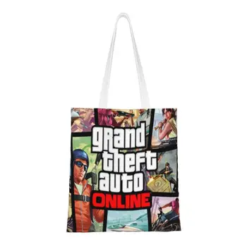 Приключенческая игра Grand Theft Auto, сумки для покупок, женские холщовые сумки для покупок через плечо, сумки большой вместимости
