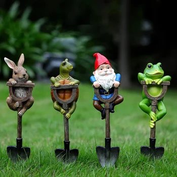 Садовая лягушка из смолы, Статуэтка кролика, черепахи, украшения, миниатюрное животное на лопате, творческие поделки, садовые украшения