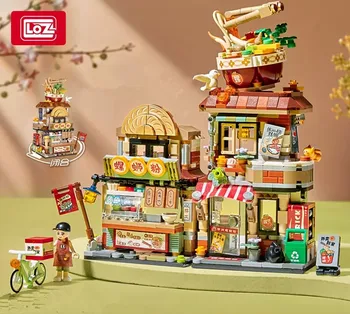 Строительные блоки LOZ, сцена с видом на город, магазин чая с лимоном, Архитектура розничного магазина, Игрушка для сборки, Рождественский подарок для детей и взрослых