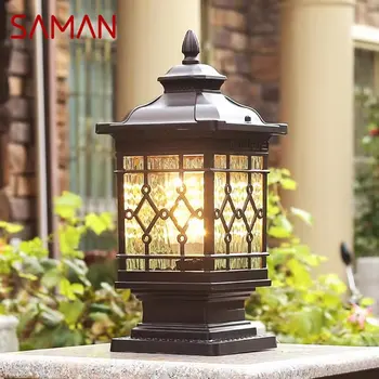 Уличная классическая лампа SAMAN Простая электрическая светодиодная лампа на столбе, водонепроницаемая для внутреннего двора виллы, ландшафта сада в стиле ретро